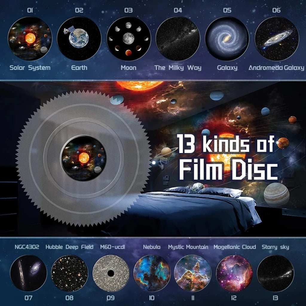 13 in 1 Planetarium Projector Starry Sky Galaxy Star Projector Night Light LED Lamp for Bedroom Room Decor Decorative Night Light